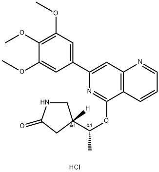 (4R)-4-[(1R)-1-[[7-(3,4,5-Trimethoxyphenyl)-1,6-naphthyridin-5-yl]oxy]ethyl]-2-pyrrolidinone hydrochloride Struktur