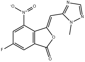 1(3H)-Isobenzofuranone,6-fluoro-3-[(1-Methyl-1H-1,2,4-triazol-5-yl)Methylene]-4-nitro-,(3Z)- Struktur