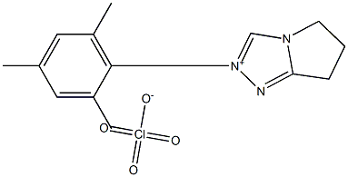 6,7-Dihydro-2-(2,4,6-trimethylphenyl)-5H-pyrrolo[2,1-c]-1,2,4-triazolium Perchlorate Struktur