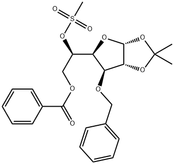 6-O-Benzoyl-3-O-benzyl-1,2-O-isopropylidene-5-O-methanesulfonyl-alpha-D-glucofuranose Struktur