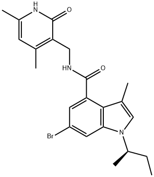 1H-Indole-4-carboxaMide, 6-broMo-N-[(1,2-dihydro-4,6-diMethyl-2-oxo-3-pyridinyl)Methyl]-3-Methyl-1-[(1R)-1-Methylpropyl]- Struktur