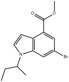 1H-Indole-4-carboxylic acid,6-broMo-1-(1-Methylpropyl)-,Methyl ester Struktur