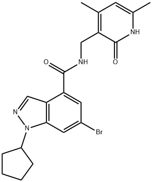 1H-Indazole-4-carboxaMide,6-broMo-1-cyclopentyl-N-[(1,2-dihydro-4,6-diMethyl-2-oxo-3-pyridinyl)Methyl]- Struktur