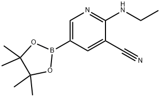 2-(ethylamino)-5-(4,4,5,5-tetramethyl-1,3,2-dioxaborolan-2-yl)nicotinonitrile Struktur