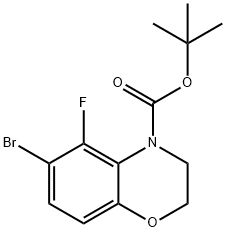 t-Butyl 6-bromo-5-fluoro-2,3-dihydro-1,4-benzoxazine-4-carboxylate Struktur