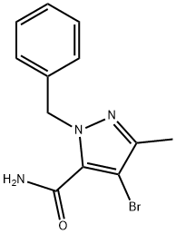 1-Benzyl-4-broMo-3-Methyl-1H-pyrazole-5-carboxaMide Struktur