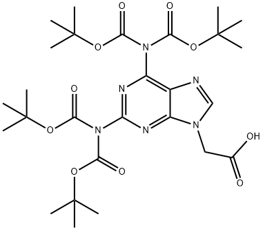 2-(2,6-bis(bis(tert-butoxycarbonyl)aMino)-9H-purin-9-yl)acetic acid Struktur