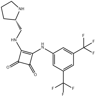 3-[[3,5-bis(trifluoroMethyl)phenyl]aMino]-4-[[(2S)-2-pyrrolidinylMethyl]aMino]-3-Cyclobutene-1,2-dione Struktur