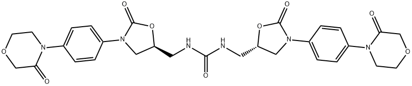 Urea, N,N'-bis[[(5S)-2-oxo-3-[4-(3-oxo-4-Morpholinyl)phenyl]-5-oxazolidinyl]Methyl]- Struktur