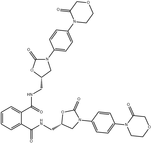 1,2-BenzenedicarboxaMide, N1,N2-bis[[(5S)-2-oxo-3-[4-(3-oxo-4-Morpholinyl)phenyl]-5-oxazolidinyl]Methyl]- Struktur