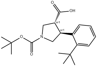 Boc-(+/-)-trans-4-(3-tert-butyl-phenyl)-pyrrolidine-3-carboxylic acid Struktur