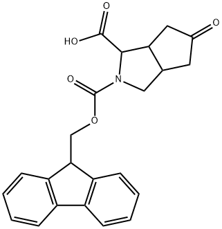 2-FMoc-5-oxo-octahydro-cyclopenta[c]pyrrole-1-carboxylic acid Struktur