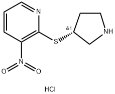 3-Nitro-2-((R)-pyrrolidin-3-ylsulfanyl)-pyridine hydrochloride Struktur