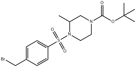 4-(4-BroMoMethyl-benzenesulfonyl)-3-Methyl-piperazine-1-carboxylic acid tert-butyl ester Struktur