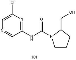 2-HydroxyMethyl-pyrrolidine-1-carboxylic acid (6-chloro-pyrazin-2-yl)-aMide hydrochloride Struktur