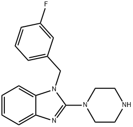 1-(3-Fluoro-benzyl)-2-piperazin-1-yl-1H-benzoiMidazole Struktur