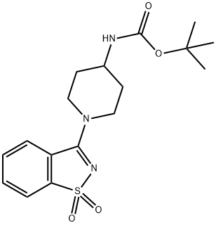 tert-Butyl (1-(1,1-dioxidobenzo[d]isothiazol-3-yl)piperidin-4-yl)carbaMate Struktur