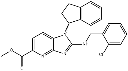 (R)-Methyl 2-(2-chlorobenzylaMino)-1-(2,3-dihydro-1H-inden-1-yl)-1H-iMidazo[4,5-b]pyridine-5-carboxylate Struktur