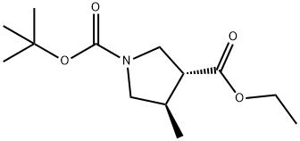 (3R,4R)-4-Methyl-1,3-pyrrolidinedicarboxylic acid 1-(1,1-dimethylethyl) 3-ethyl ester Struktur