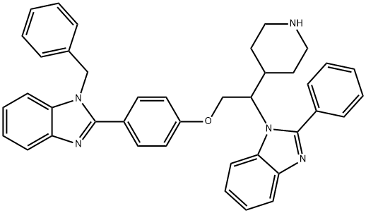 1H-BenziMidazole, 2-[4-[2-(2-phenyl-1H-benziMidazol-1-yl)-2-(4-piperidinyl)ethoxy]phenyl]-1-(phenylMethyl)- Struktur