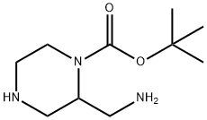 2-(Aminomethyl)-1-piperazinecarboxylic acid 1,1-dimethylethyl ester Struktur