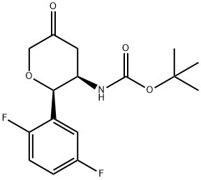 tert-butyl ((2R,3R)-2-(2,5-difluorophenyl)-5-oxotetrahydro-2H-pyran-3-yl)carbamate Struktur