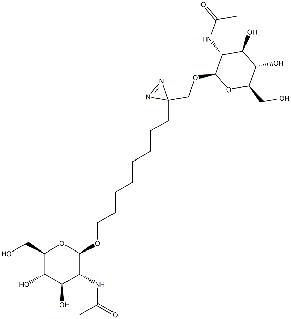 1,10-di-O-(2-acetamido-2-deoxyglucopyranosyl)-2-azi-1,10-decanediol Struktur