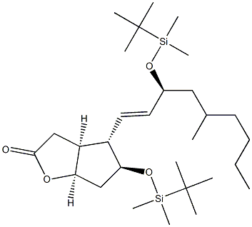 2H-Cyclopenta[b]furan-2-one, 5-[[(1,1-diMethylethyl)diMethylsilyl]oxy]-4-[3-[[(1,1-diMethylethyl)diMethyl silyl]oxy]-5-Methyl-1-nonenyl]hexahydro-, [3aa,4a(1E,3S*,5S*),5b,6aa]- Struktur