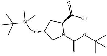 (2S,4R)-1-(tert-butoxycarbonyl)-4-((tert-butyldiMethylsilyl)oxy)pyrrolidine-2-carboxylic acid Struktur