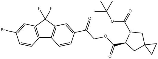 5-Azaspiro[2.4]heptane-5,6-dicarboxylic acid, 6-[2-(7-broMo-9,9-difluoro-9H-fluoren-2-yl)-2-oxoethyl] 5-(1,1-diMethylethyl) ester, (6S)- Struktur