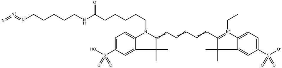 3H-IndoliuM, 2-[5-[1-[6-[(6-azidohexyl)aMino]-6-oxohexyl]-1,3-dihydro-3,3-diMethyl-5-sulfo-2H-indol-2-ylidene]-1,3-pentadien-1-yl]-1-ethyl-3,3-diMethyl-
5-sulfo-, inner salt Struktur