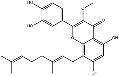 5,7,3',4'-Tetrahydroxy-
3-Methoxy-8-geranylflavone Struktur