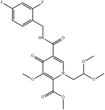 Methyl-5-(2,4-difluorobenzylcarbaMoyl)-1-(2,2-diMethoxyethyl)-3-Methoxy-4-oxo-1,4-dihydropyridine-2-carboxylate Struktur