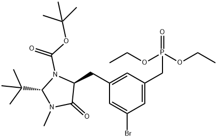 1-IMidazolidinecarboxylic acid, 5-[[3-broMo-5-[(diethoxyphosphinyl)Methyl]phenyl]Methyl]-2-(1,1-diMethylethyl)-3-Methyl-4-oxo-, 1,1-diMethylethyl ester, (2S-trans)- (9CI) Struktur