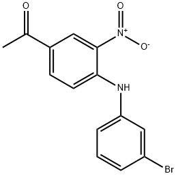 1-(4-(3-bromophenylamino)-3-nitrophenyl)ethanone Struktur