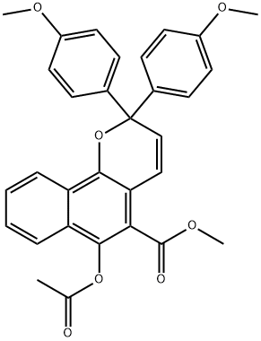 2H-Naphtho[1,2-b]pyran-5-carboxylic acid,6-(acetyloxy)-2,2-bis(4-Methoxyphenyl)-,Methyl ester Struktur