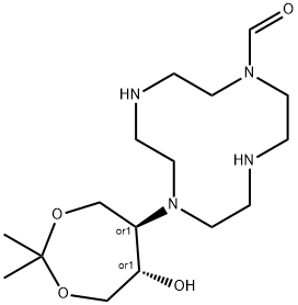 7-[(5R,6S)-6-Hydroxy-2,2-diMethyl-1,3-dioxepan-5-yl]-1,4,7,10-tetraazacyclododecane-1-carboxaldehyde Struktur