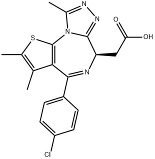 6H-Thieno[3,2-f][1,2,4]triazolo[4,3-a][1,4]diazepine-6-acetic acid, 4-(4-chlorophenyl)-2,3,9-triMethyl-, (6R)- Struktur