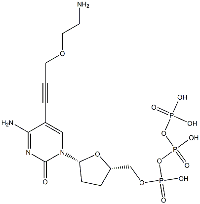 5-[3-(2-Aminoethoxy)-1-propynyl]-2',3'-dideoxy-cytidine 5'-(tetrahydrogen triphosphate) Struktur