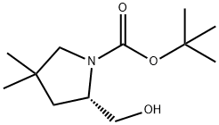 1-Pyrrolidinecarboxylic acid, 2-(hydroxyMethyl)-4,4-diMethyl-, 1,1-diMethylethyl ester, (2S)- Struktur