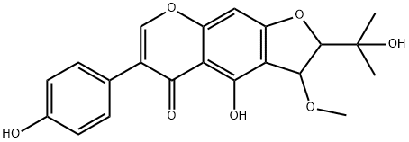 2,3-Dihydro-4-hydroxy-2-(1-hydroxy-1-methylethyl)-6-(4-hydroxyphenyl)-3-methoxy-5H-furo[3,2-g][1]benzopyran-5-one Struktur