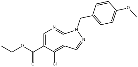 ethyl 4-chloro-1-(4-Methoxybenzyl)-1H-
pyrazolo[3,4-b]pyridine-5-carboxylate Struktur