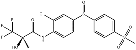 (2R)-N-(2-chloro-4-((4-(Methylsulfonyl)phenyl)sulfinyl)phenyl)-3,3,3-trifluoro-2-hydroxy-2-MethylpropanaMide Struktur