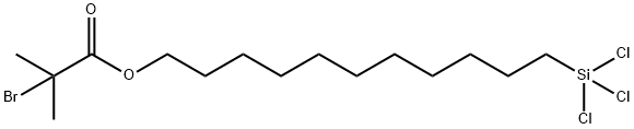 [11-(2-BROMO-2-METHYL)PROPIONYLOXY]UNDECYLTRICHLOROSILANE Struktur