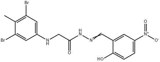 Glycine, N-(3,5-dibroMo-4-Methylphenyl)-, 2-[(2-hydroxy-5-nitrophenyl)Methylene]hydrazide Struktur