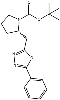 1-Pyrrolidinecarboxylic acid, 2-[(5-phenyl-1,3,4-oxadiazol-2-yl)Methyl]-, 1,1-diMethylethyl ester, (2S)- Struktur