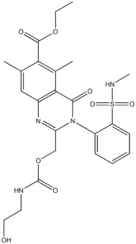 ethyl 2-[({[(2-hydroxyethyl)aMino]carbonyl}oxy)Methyl]-5,7-diMethyl-3-{2-[(MethylaMino)sulfonyl]phenyl}-4-oxo-3,4-dihydroquinazoline-6-carboxylate Struktur