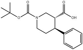 (3R,4S)-1-(tert-Butoxycarbonyl)-4-phenylpiperidine-3-carboxylic acid Struktur