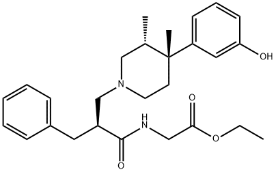 Glycine, N-[(2S)-2-[[(3R,4R)-4-(3-hydroxyphenyl)-3,4-diMethyl-1-piperidinyl]Methyl]-1-oxo-3-phenylpropyl]-, ethyl ester Struktur