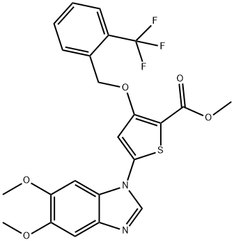 2-Thiophenecarboxylic acid, 5-(5,6-diMethoxy-1H-benziMidazol-1-yl)-3-[[2-(trifluoroMethyl)phenyl]Methoxy]-, Methyl ester Struktur